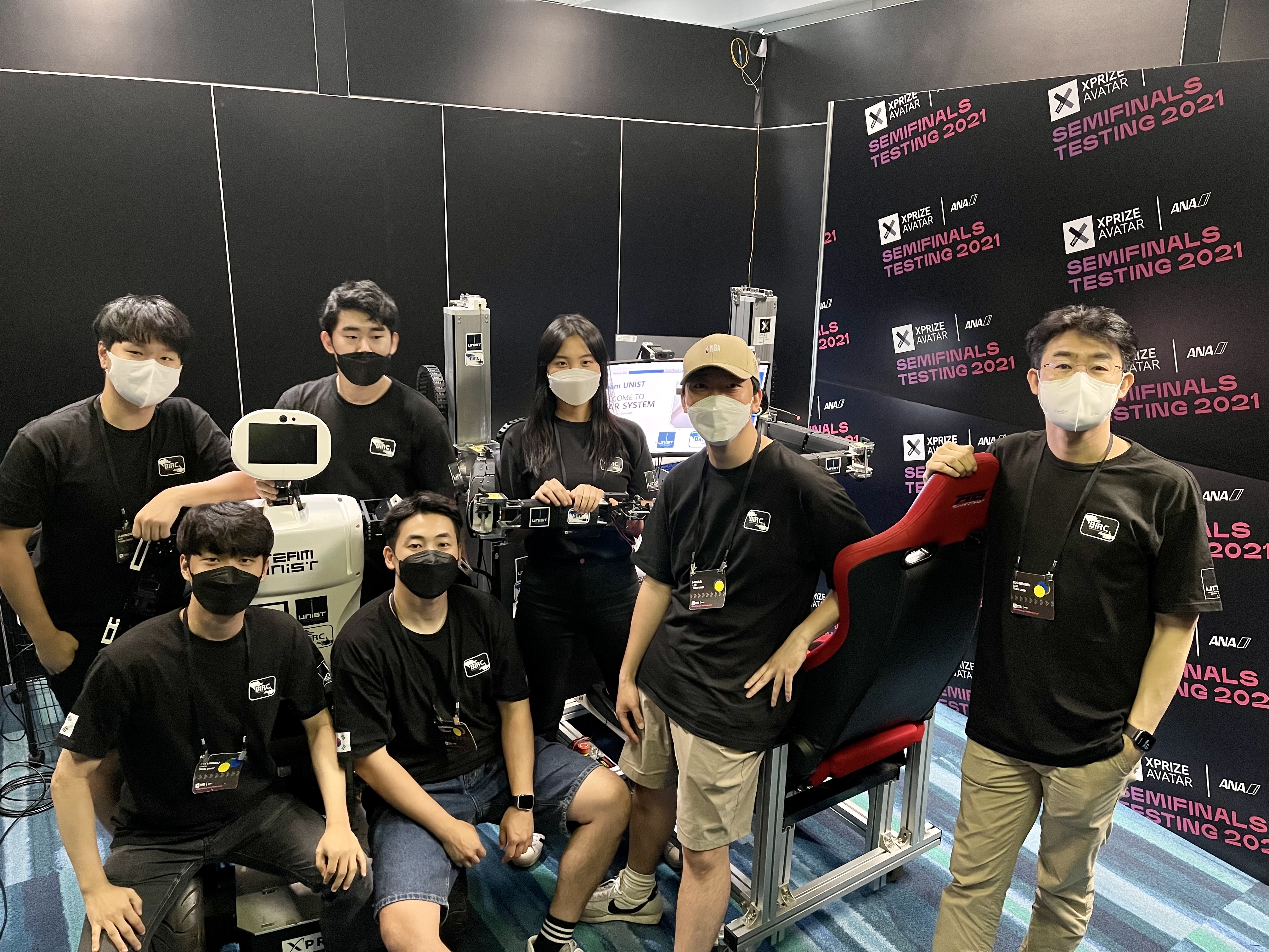 Professor Joonbum Bae and his team during the semifinals round of the $10M ANA Avatar XPRIZE competition in Miami, United States. 
