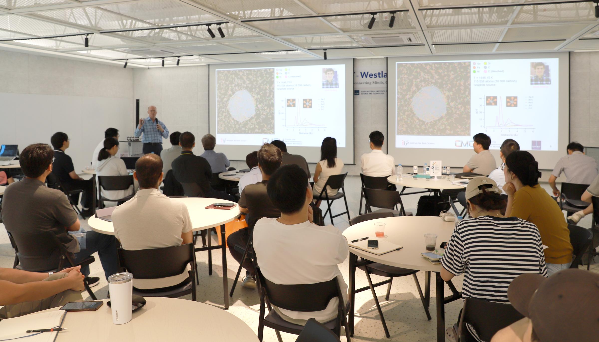 Distinguished Professor Rodney S. Ruoff delivered a presentation on sustainable energy and materials research at the workshop.