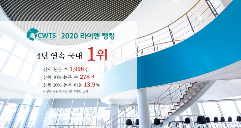 “올해도 역시!”… UNIST, 라이덴랭킹 4년 연속 국내 1위