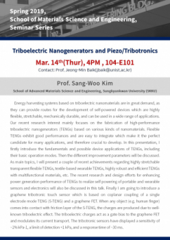 [2019 MSE Spring Seminar] Professor Sang-Woo Kim